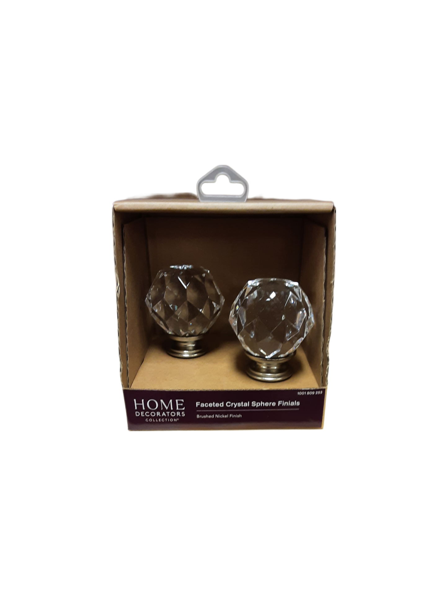 Home Decorators Collection Mix And Match Faceted Crystal Sphere Brushed Nickel Acrylic Curtain Rod Finial (Set of 2)