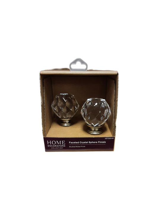 Home Decorators Collection Mix And Match Faceted Crystal Sphere Brushed Nickel Acrylic Curtain Rod Finial (Set of 2)