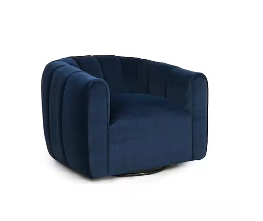 Smith Shina Dark Blue New Velvet Modern Swivel Club Chair