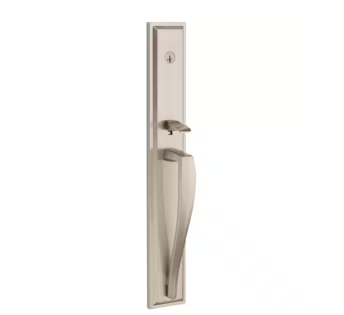 Baldwin Torrey Pines Satin Nickel Low Profile Single Cylinder Entry Door Handleset w/ Torrey Door Handle feat SmartKey Security