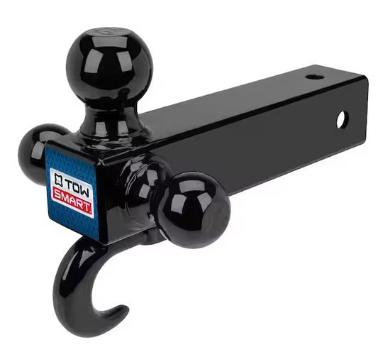 TowSmart Up to 14,000 lb. 1-7/8 in., 2 in, and 2-5/16 in. Ball Diameters Adjustable Trailer Tri-Ball Mount with Hook