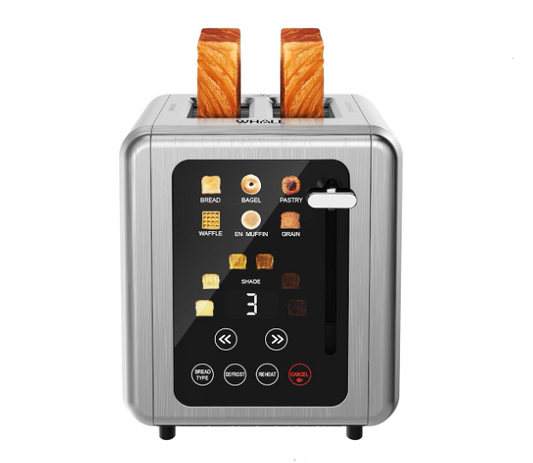 WHALL Touch Screen Toaster 2 Slice, Stainless Steel Digital silver