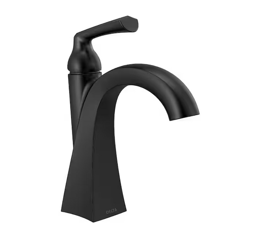 Delta Pierce Single Hole Single-Handle Bathroom Faucet in Matte Black