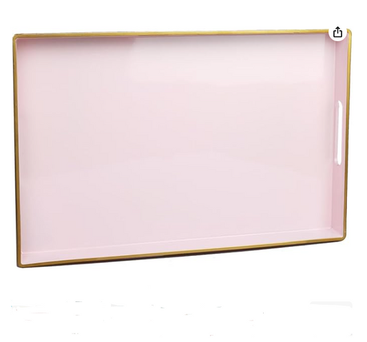 Spsyrine Pink Decorative Serving Tray with Handles, 15.6 X 10.2""