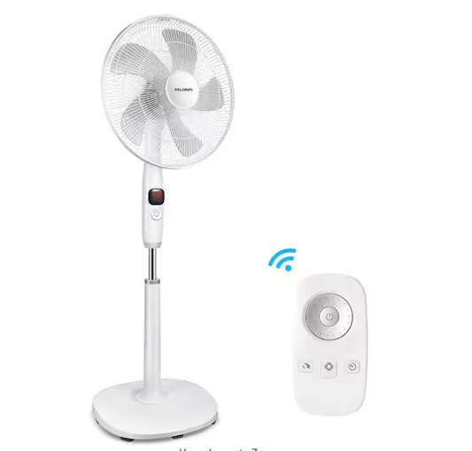 Pelonis 16 in. 3 Speeds Pedestal Fan in White with Adjustable Height, Oscillating