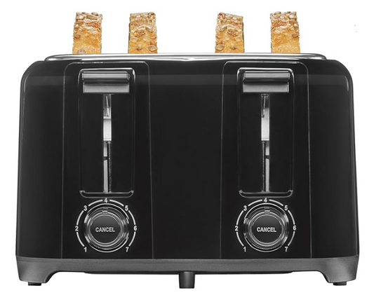 4 Slice Toaster with Extra Wide Slots, Auto Shut-off and Cancel Button, Black