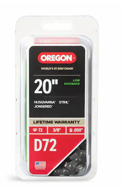 Oregon D72 Chainsaw Chain for 20 in. Bar, Fits Echo, Husqvarna, Stihl, Dolmar, Jonsered, Stihl, Remington and More