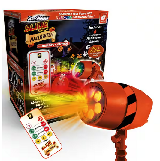 Star Shower Slide Show Halloween LED Projector, AS-SEEN-ON-TV, Hassle-Free, Includes 6 Spooky Slides & Remote