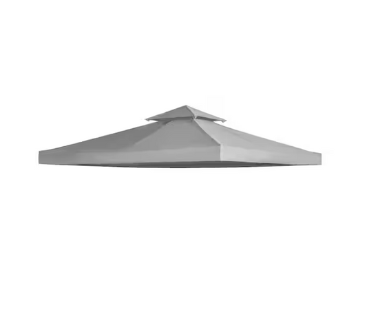 10 ft. x 10 ft. Square 2-Tier Gazebo Canopy Replacement Top Cover Outdoor Garden Sun Shade in Light Grey