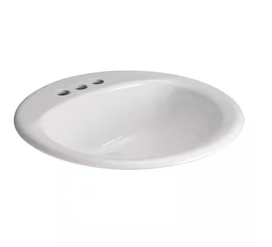 Glacier Bay 19 in. Drop-In Round Vitreous China Bathroom Sink in White