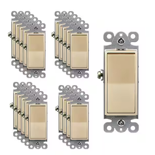 15 Amp, Single Pole, Decorator/Rocker Light SwitchGold (20-Pack)