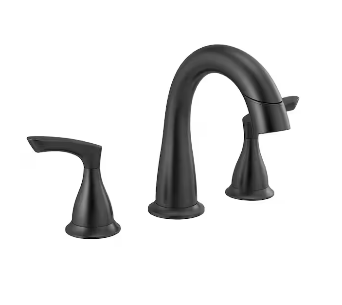 Delta Broadmoor 8 in. Widespread Double Handle Pull-Down Spout Bathroom Faucet in Matte Black