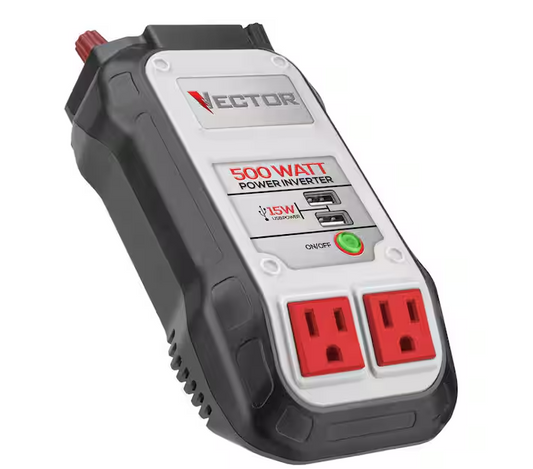 500 Watt Power Inverter, Dual Power Inverter, Two USB Charging Ports