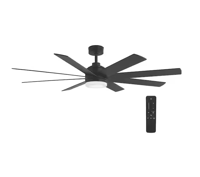 HDC Celene 62 in. LED Indoor/Outdoor Matte Black Ceiling Fan with Light and Remote Control with Color Changing Technology