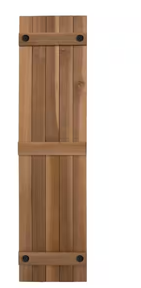 Design Craft Millworks Porter 15 in. x 72 in. Cedar Board and Batten Shutters Pair in Natural