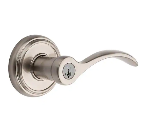Prestige Tobin Satin Nickel Entry Door Handle Featuring SmartKey Security