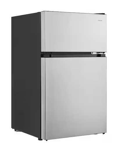 Vissani 3.1 cu. ft. 2-Door Mini Refrigerator in Stainless Steel with Freezer, ENERGY STAR