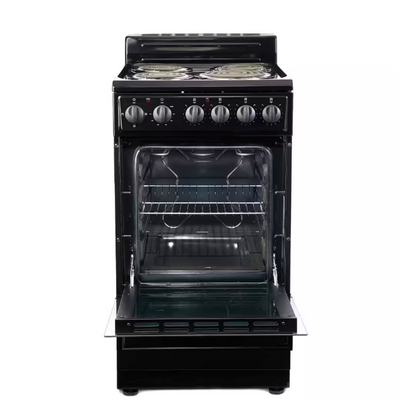 Premium LEVELLA 20 in. 2.2 cu. ft. 4-Burner Single Oven Electric Range with Storage Drawer in Black with Stainless Steel Door