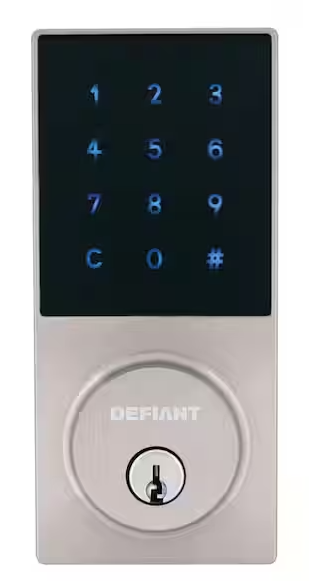 Defiant Slim Satin Nickel Electronic Touchpad Deadbolt