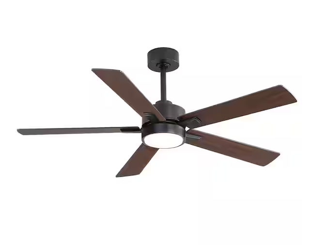 Breezary Charlie 52 in. Integrated LED Indoor Black Ceiling Fans with Light and Remote Control Included