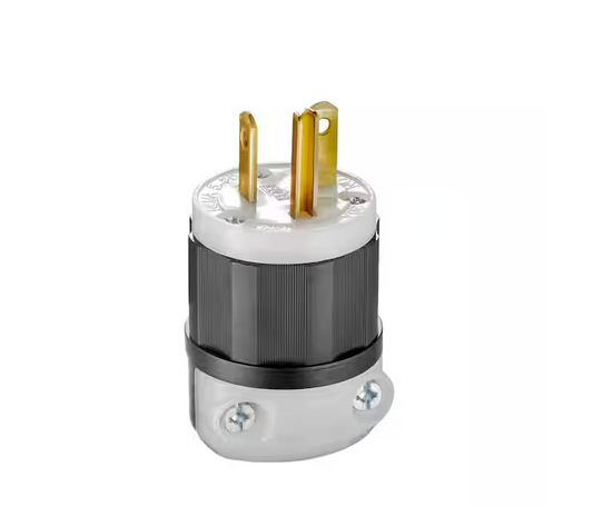 Leviton 20 Amp 125-Volt Straight Plug, Black and White