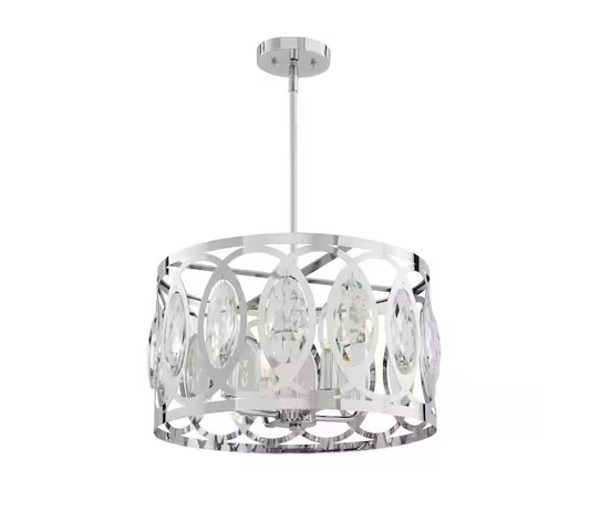HDC Westchester 4-Light Polished Chrome Round Drum Pendant Light