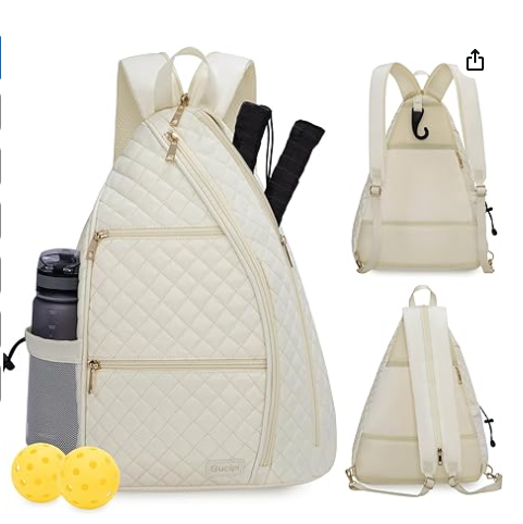 Women's Reversible Quilted Crossbody Sling Bag - Pickleball Backpack with Fence Hook