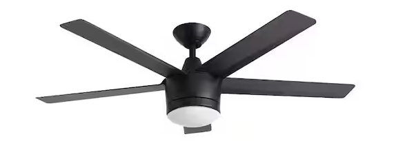 HDC Merwry 52 in. Integrated LED Indoor Matte Black Ceiling Fan with Light Kit and Remote Control