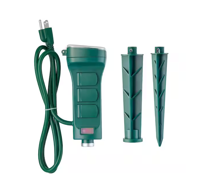 Defiant Smart Outdoor 4 ft. 6-Outlet Power Stake Timer Powered by Hubspace