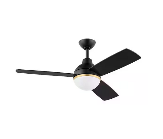 Blaketon 46 in. Indoor/Covered Outdoor Matte Black Modern Ceiling Fan with Integrated LED and Remote Control