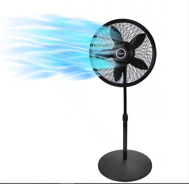 Lasko 18 in. 3 Speed Oscillating Pedestal Fan with Adjustable Height, Easy Assembly, and Quiet Cooling for Any Room in Black