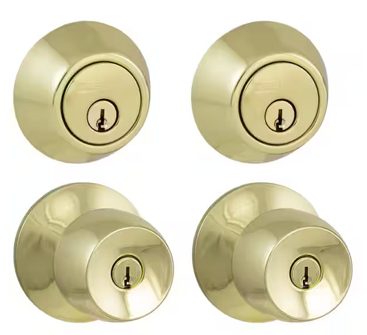 Defiant Brandywine Polished Brass Single Cylinder Keyed Entry Project Pack