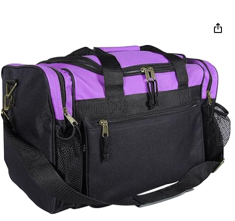 17' Duffle Travel Bag with Front Mesh Pockets in Purple"