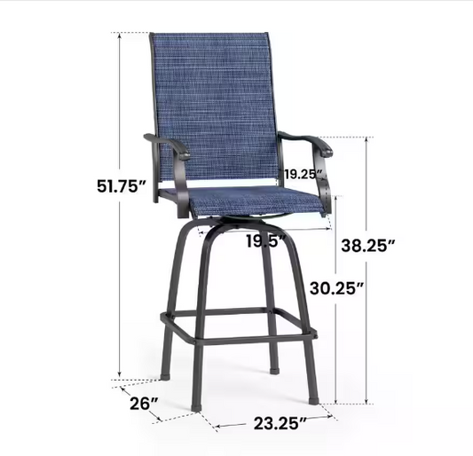 Swivel Metal Outdoor Bar Stool with Arms in (2-Pack)