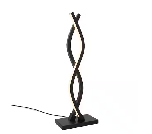 Wave 18 in. Black Modern Dimmable Integrated LED Table Lamp for Living Room