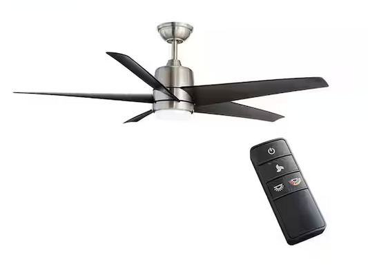 Hampton Bay Mena 54 in. White Color Changing Integrated LED Indoor/Outdoor Brushed Nickel Ceiling Fan with Light Kit and Remote