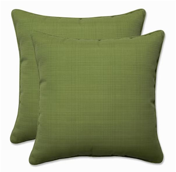 Pillow Perfect Solid Green Square Outdoor Square Throw Pillow 2-Pack