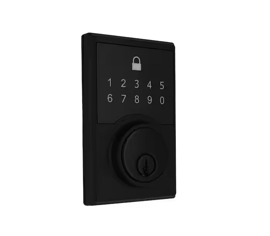 Square Matte Black Compact Touch Electronic Single Cylinder Deadbolt