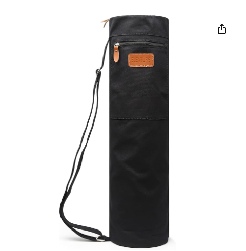 Canvas Yoga Mat Bag with Adjustable Strap & Pockets, Fits 1/4 & 1/3" Thick Mats