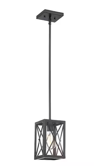 HDC Harwood 60-Watt 1-Light Royal Bronze Mini-Pendant with Cage Shade