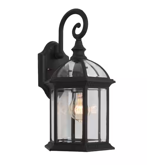 Yosemite Home Décor Anita Collection 1-Light Black Outdoor Wall Lantern Sconce