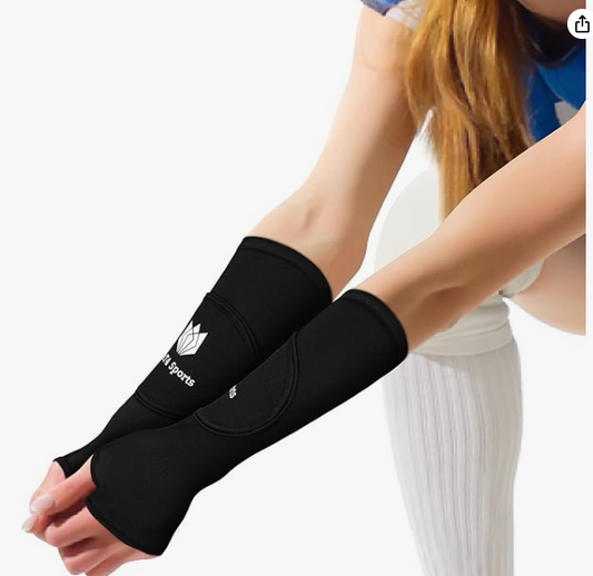 Volleyball Arm Sleeves with Protection Pads and Thumbhole Youth