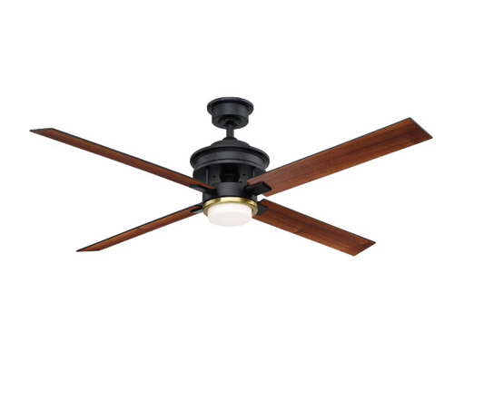 Lincolnshire 60 in. LED Matte Black Ceiling Fan with Light