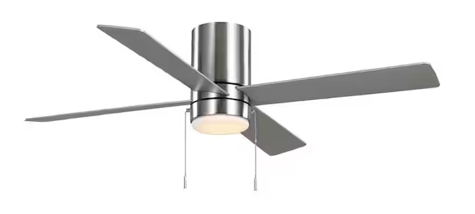 Hampton Bay Scenic 52 in. Integrated LED Indoor Brushed Nickel Hugger Ceiling Fan with Reversible Motor & Reversible Blades Included