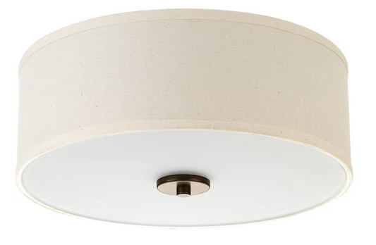 Progress Lighting Inspire Collection 13 in. 2-Light Antique Bronze Kitchen Transitional Ceiling Light Drum Flush Mount