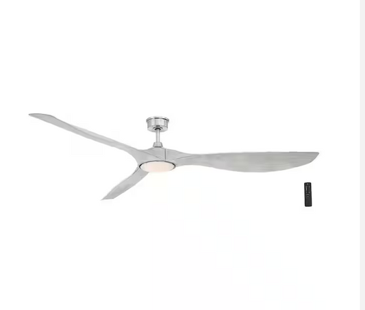 HDC Marlon 84 in. Integrated LED Indoor Brushed Nickel Ceiling Fan with Light Gray Blades and Remote Control