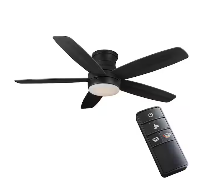 HDC Ashby Park 52 in. White Color Changing Integrated LED Matte Black Indoor Ceiling Fan with Light Kit and Remote Control