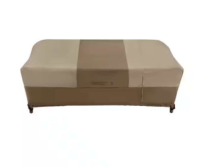 Hampton Bay 38 in. L x 77.3 in. W x 31 in. H Beige Patio Furniture Loveseat and Sofa (2-In-1) Cover