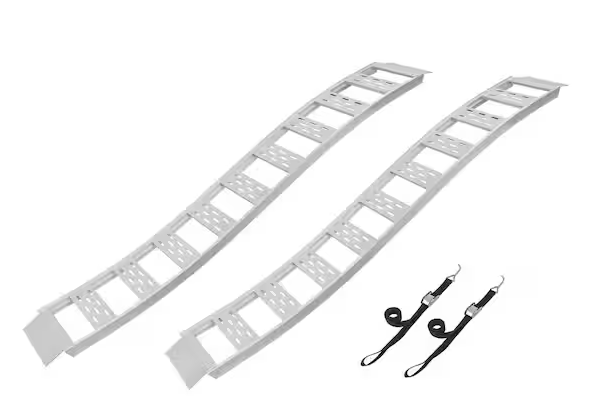 CargoSmart 12 in. W x 90 in. L 1500 lb. Capacity Aluminum Fixed S-Curve Truck Loading Ramp with Treads (Includes 2 Ramps)