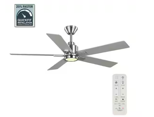 Hampton Bay Zandra 52 in. White Changing Integrated LED Brushed Nickel Smart Hubspace Ceiling Fan with Light Kit and Remote Included